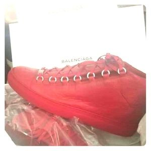 Red leather Balenciaga sneakers ❤